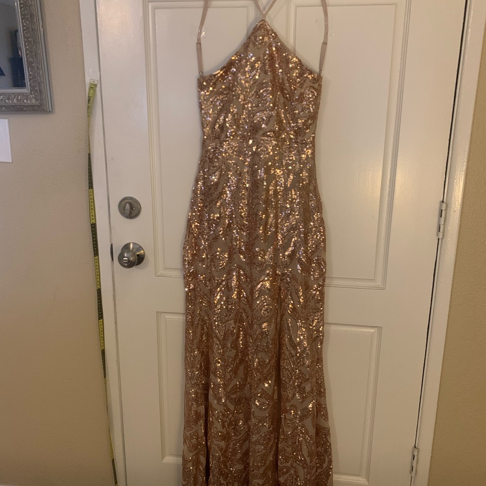 Rose Gold sequence prom dress